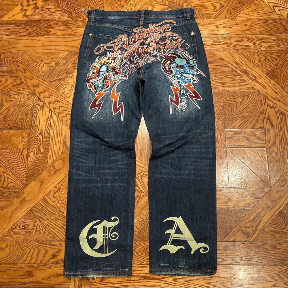 Ed-hardy Men's Navy and Blue Jeans